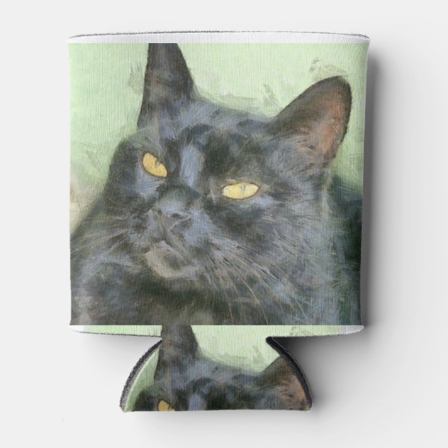 Black Cat Pencil Art Dosenkühler (Vorderseite)