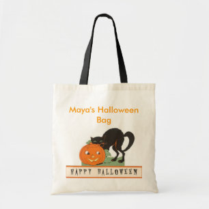 Black Cat Personalisiert Halloween Ba Tragetasche