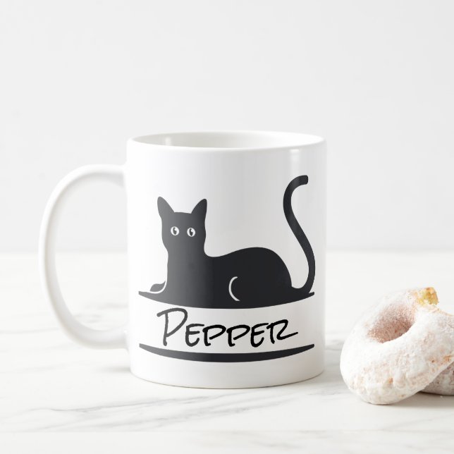 Black Cat Personalisiert Kaffeetasse (Mit Donut)
