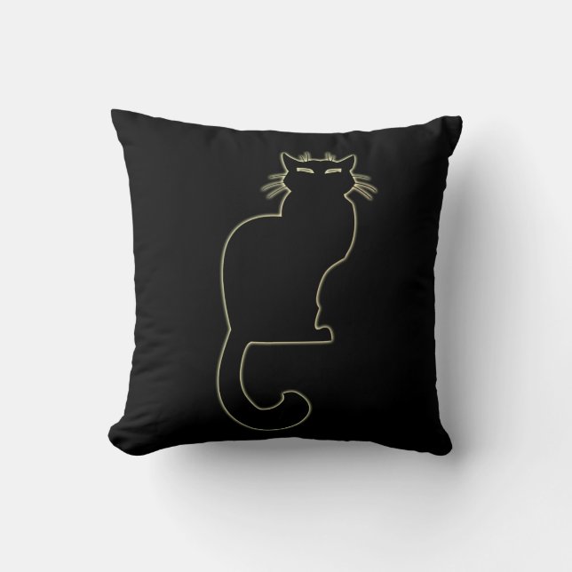 Black Cat Pillow Fun Cat Lover Geschenke und Dekor Kissen (Vorderseite)