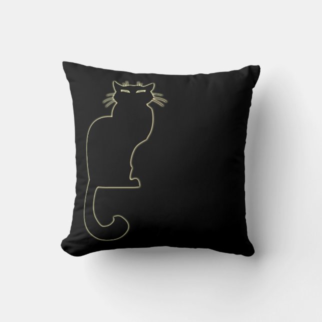 Black Cat Pillow Fun Cat Lover Geschenke und Dekor Kissen (Vorderseite)