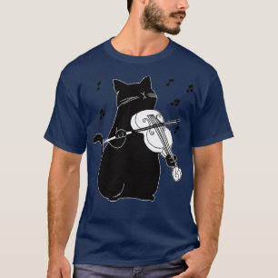 Black Cat Playing Violine Funny Musician Geschenk T-Shirt