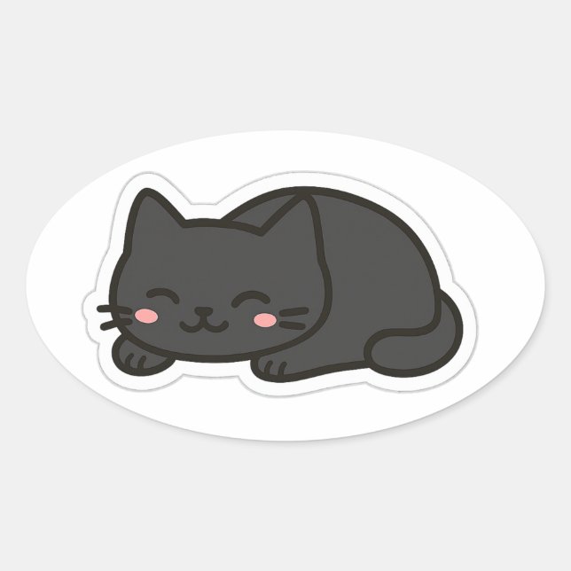 Black Cat PNG Sticker – Cute Kawaii Cat Loaf (Vorderseite)