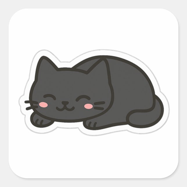 Black Cat PNG Sticker – Cute Kawaii Cat Loaf (Vorderseite)