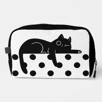 Black cat polka dot Print Sew toiletry Bag Waschbeutel