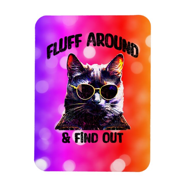 Black Cat Pop Art: Fluff Around & Find out Magnet (Vertikal)