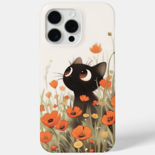 Black Cat Poppy Meadow Case-Mate iPhone Hülle