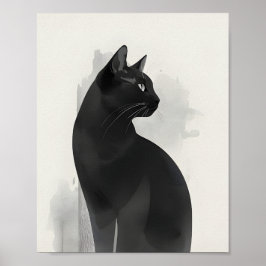 Black Cat Portrait Wall Art Perfect Gift Poster