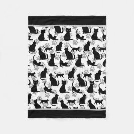 Black Cat Print Fleece Blankon