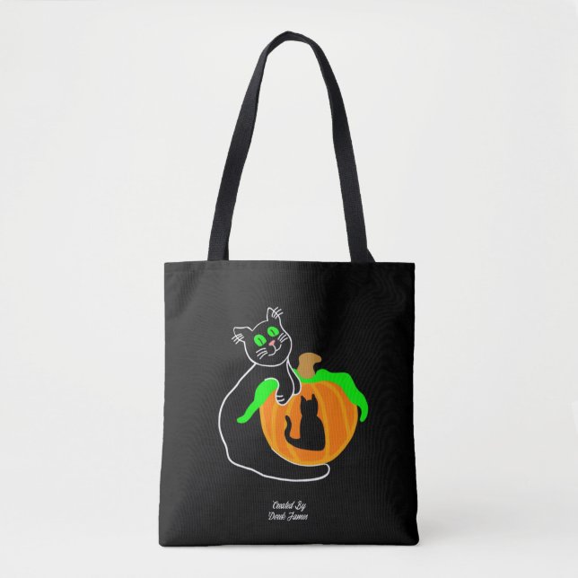 Black Cat Pumpkin All-Over-Print Tote Bag (Vorderseite)