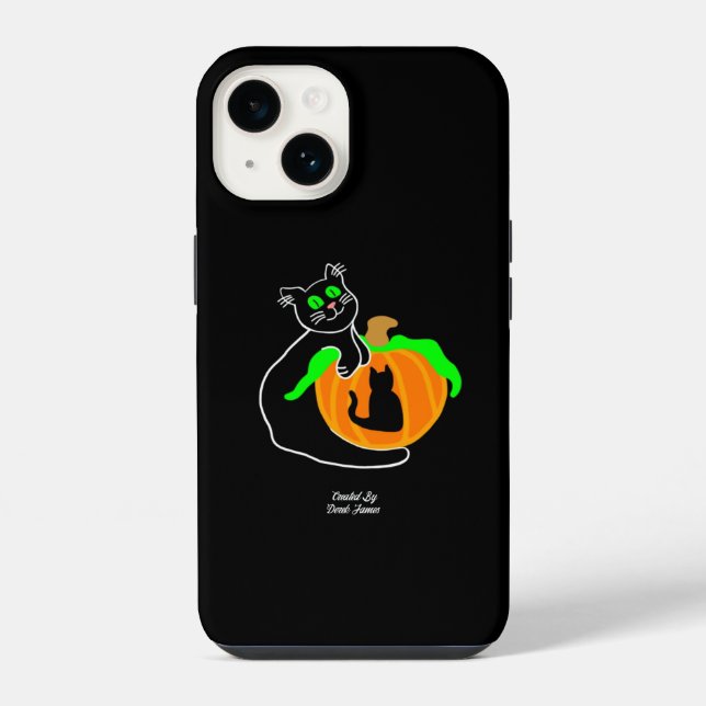 Black Cat Pumpkin Apple iPhone 14 Fall Hülle (Rückseite)