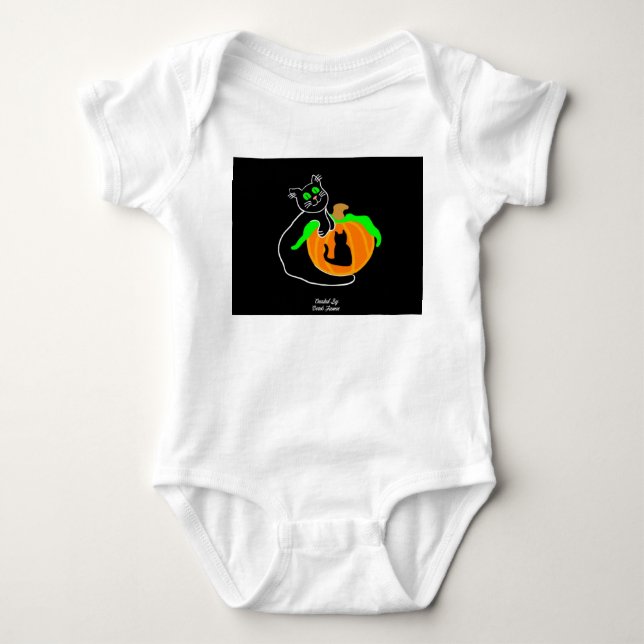 Black Cat Pumpkin Baby Jersey Bodysuit Strampler (Vorderseite)