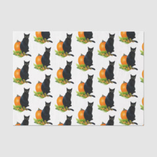 Black Cat Pumpkin Ferns Tissue Paper Seidenpapier