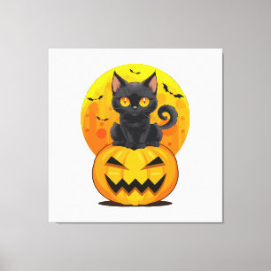 Black Cat Pumpkin Halloween-Kostüm Leinwanddruck