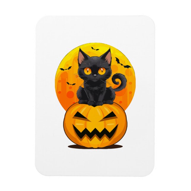 Black Cat Pumpkin Halloween-Kostüm Magnet (Vertikal)