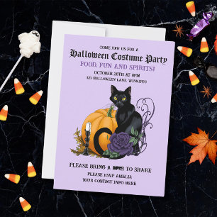 Black Cat & Pumpkin Halloween-Party Einladung