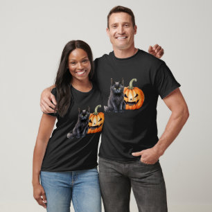 Black Cat & Pumpkin Halloween T-Shirt