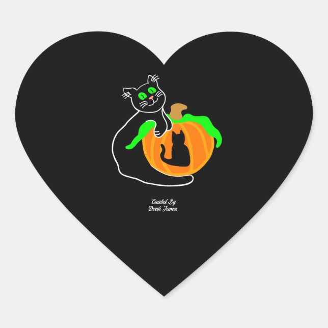 Black Cat Pumpkin Heart Sticker (Vorderseite)