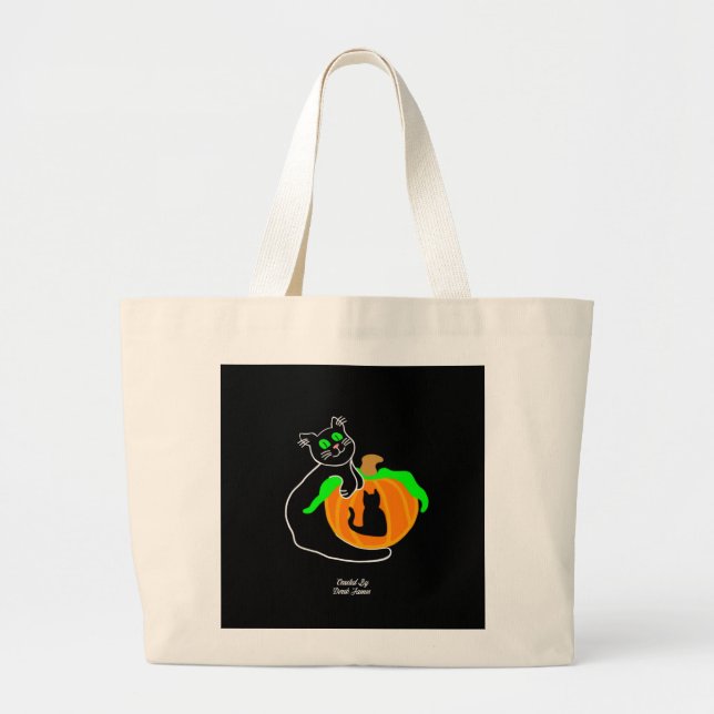 Black Cat Pumpkin Jumbo Tote Bag Stoffbeutel (Vorne)