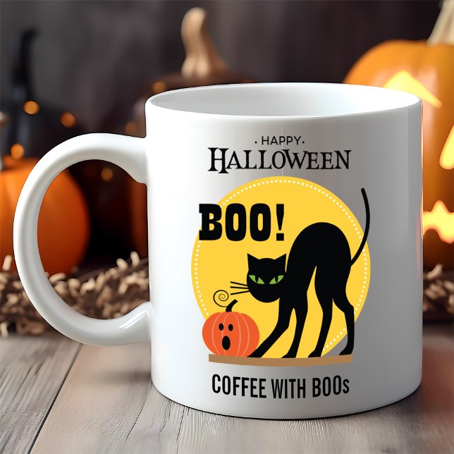 Black Cat Pumpkin Kaffee mit Boos Halloween Kaffeetasse (Von Creator hochgeladen)