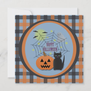 Black Cat & Pumpkin Kein Beängstigendes Halloween Einladung
