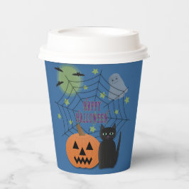 Black Cat & Pumpkin Kein Beängstigendes Halloween Pappbecher