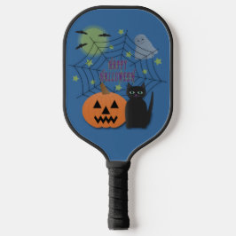 Black Cat & Pumpkin Kein Beängstigendes Halloween Pickleball Schläger