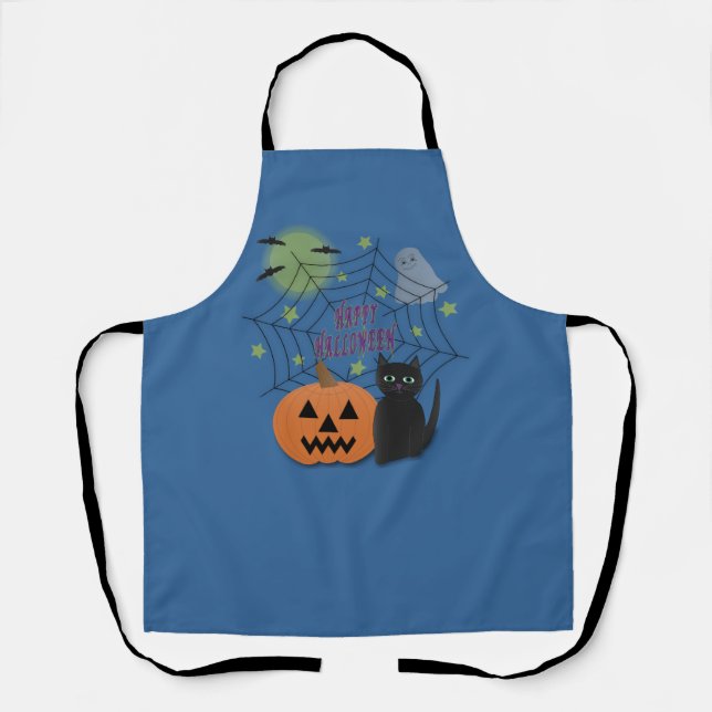 Black Cat & Pumpkin Kein Beängstigendes Halloween Schürze (Vorderseite)