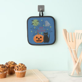 Black Cat & Pumpkin Kein Beängstigendes Halloween Topflappen