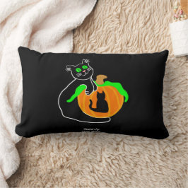 Black Cat Pumpkin Lumbar Pillow Lendenkissen