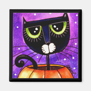 Black Cat & Pumpkin - Magnet