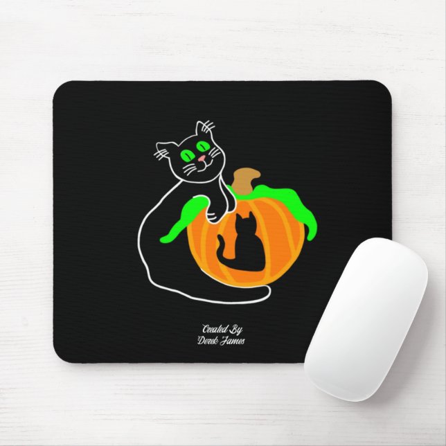 Black Cat Pumpkin Maus Pad Mousepad (Mit Mouse)