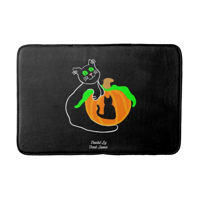 Black Cat Pumpkin Medium Bath Mat Badematte (Vorderseite)