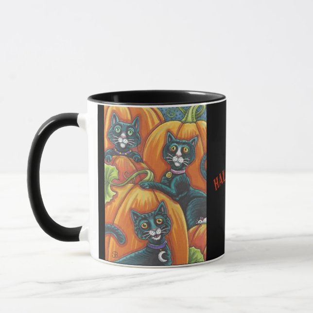 Black Cat Pumpkin Patch Halloween-TASSE Tasse (Links)