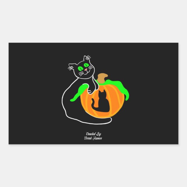 Black Cat Pumpkin Rectangle Sticker (Vorderseite)