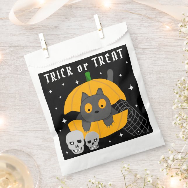 Black Cat Pumpkin Skulls Trick oder Treat Hallowee Geschenktütchen (Ausgeschnitten)