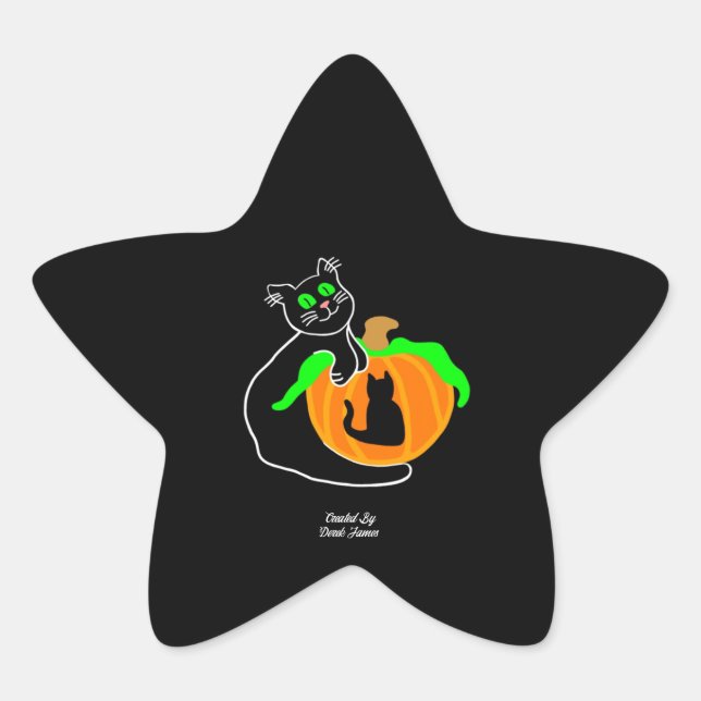 Black Cat Pumpkin Star Sticker (Vorderseite)