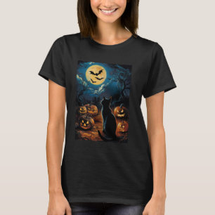 Black Cat Pumpkins Bats Halloween - Startnight E T-Shirt