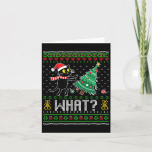 Black Cat Pushing Christmas Tree Cat What Funny Ug Karte