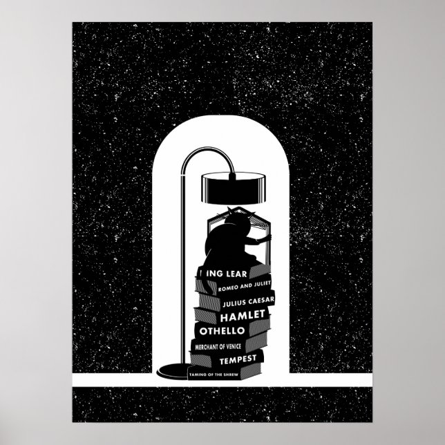 Black Cat Reading Shakespeare Plays Poster (Vorne)