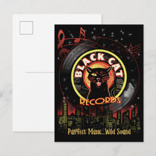 Black Cat Records Postkarte – Retro Jazz Club Viny