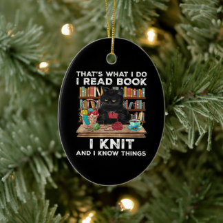 Black Cat Red Book Strick Writer Reader Bookaholic Keramik Ornament