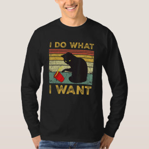 Black Cat Retro I Do I What I Woll Cat T-Shirt