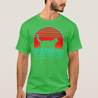 Black Cat Retro Vintag 80er Meow Kitty Lover T-Shirt