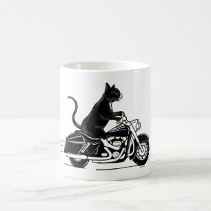 Black Cat Riding A Motorrad Kaffeetasse