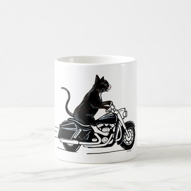 Black Cat Riding A Motorrad Kaffeetasse (Mittel)