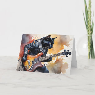 Black Cat Rock Star Leather Jacket Gitarre spielen Karte