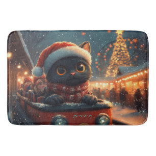 Black Cat Roller Untersetzer Weihnachten Badematte