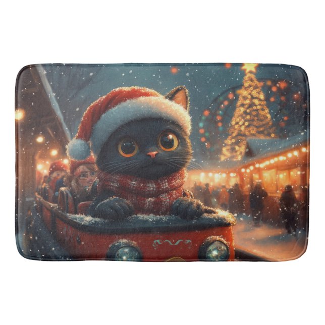Black Cat Roller Untersetzer Weihnachten Badematte (Vorderseite)