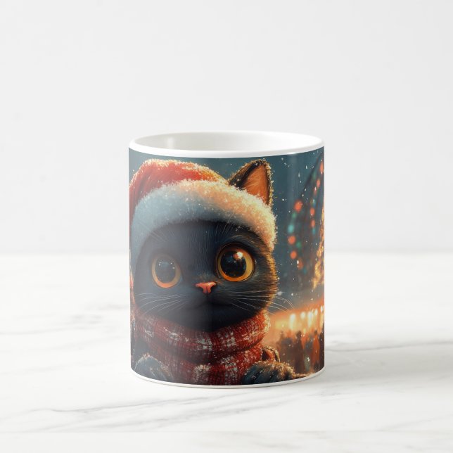 Black Cat Roller Untersetzer Weihnachten Kaffeetasse (Mittel)